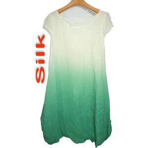 Women's 100% Silk Size M Short Sleeve Dress Flaw SEJ801